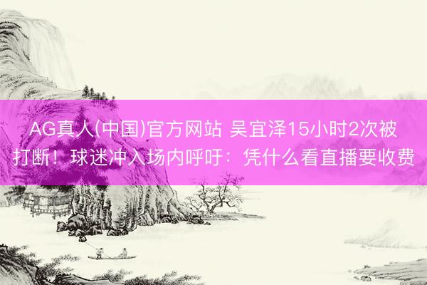 AG真人(中国)官方网站 吴宜泽15小时2次被打断!球迷冲入场内呼吁:凭什么看直播要收费