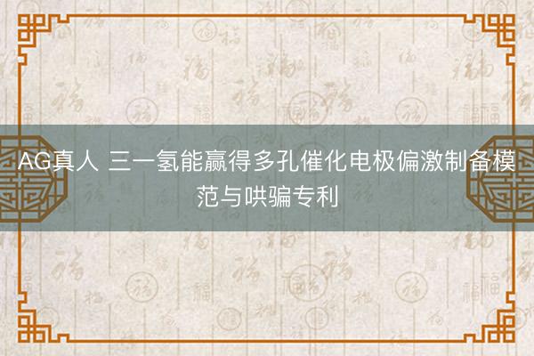 AG真人 三一氢能赢得多孔催化电极偏激制备模范与哄骗专利