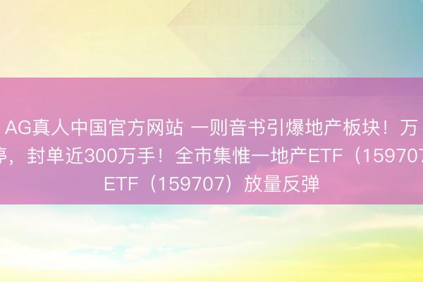 AG真人中国官方网站 一则音书引爆地产板块！万科A凄凉涨停，封单近300万手！全市集惟一地产ETF（159707）放量反弹