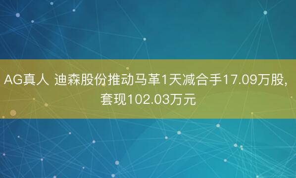 AG真人 迪森股份推动马革1天减合手17.09万股， 套现102.03万元