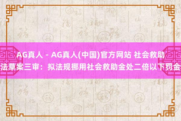 AG真人 - AG真人(中国)官方网站 社会救助法草案三审：拟法规挪用社会救助金处二倍以下罚金