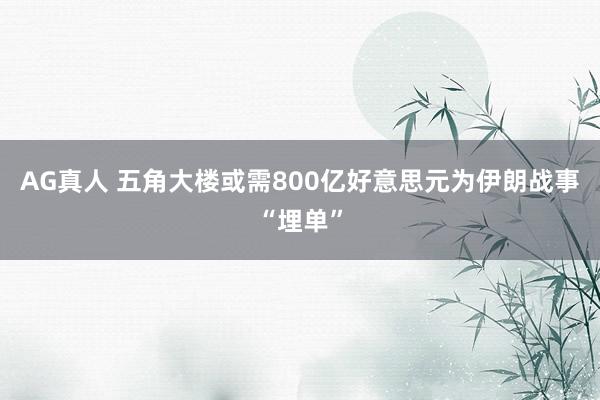AG真人 五角大楼或需800亿好意思元为伊朗战事“埋单”